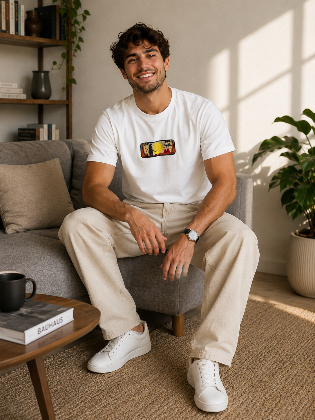 sunset wanderer / premium embroidery t - shirt design